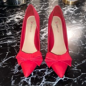 Just Fab Red Bow Heels